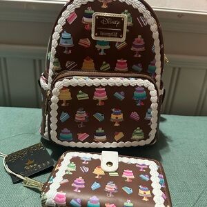 Loungefly Disney Princess Cakes Backpack and Wallet Set NWT